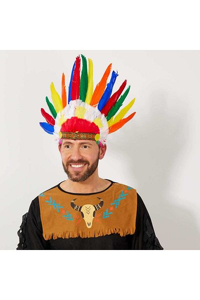 merland benvecocuk    Native American Cap with Colorful Real Feather Rubber Apparatus