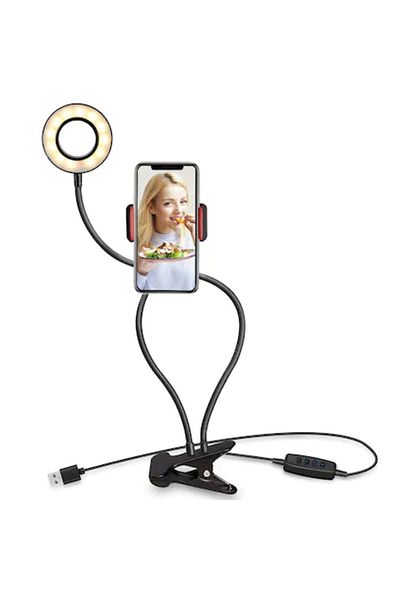 OEM Circular, flexible lamp with phone holder, table clamp, 3 adjustable lighting modes, 24 LEDs