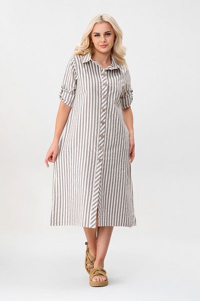 Bold & Young Women's Pocket Striped Cotton Button Slit Shirt Dress