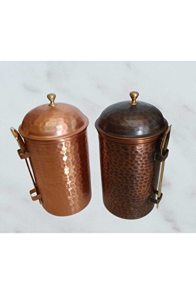 Ustası Antepte Copper Storage Container Copper Coffee Storage Box Copper Spice Box Stylish Design Hammered Copper