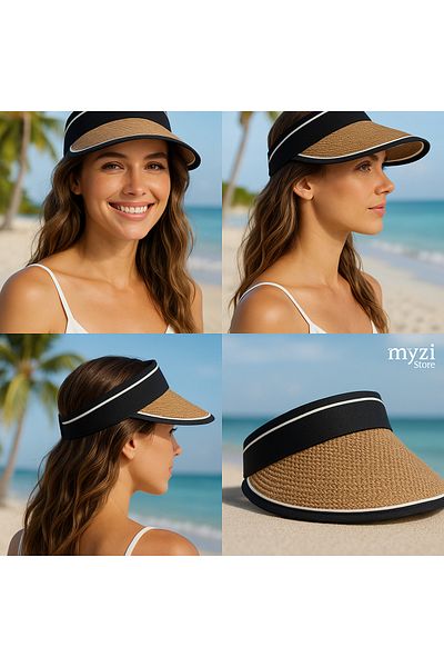 MYZİ STORE Дамски летен визьор с UV защита, регулируем сгъваем визьор за шапка отзад
