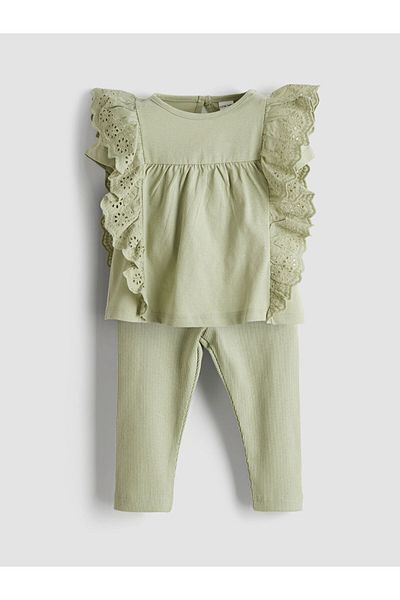 LC Waikiki Crew Neck Baby Girl Blouse and Leggings 2 Pack