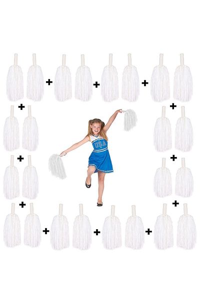 merland benvecocuk 12 Pairs (24 Pieces) White Color 23 April 19 May 29 October School Performance Pompoms