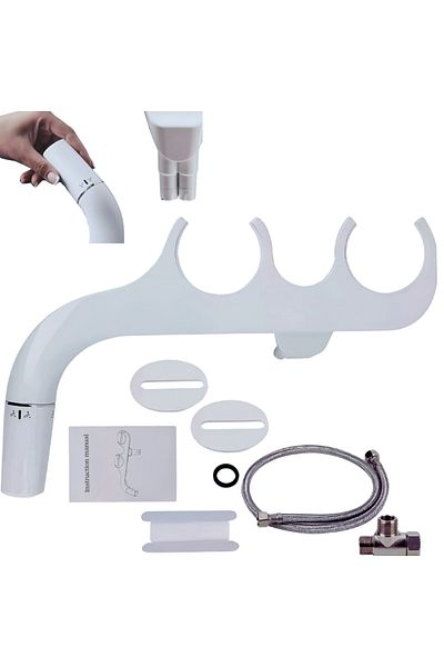 ZEQAS Bideu Toaletă Montaj Rapid – 2 Duze Reglabile, Non-electric, Ergonomic, Control Dreapta