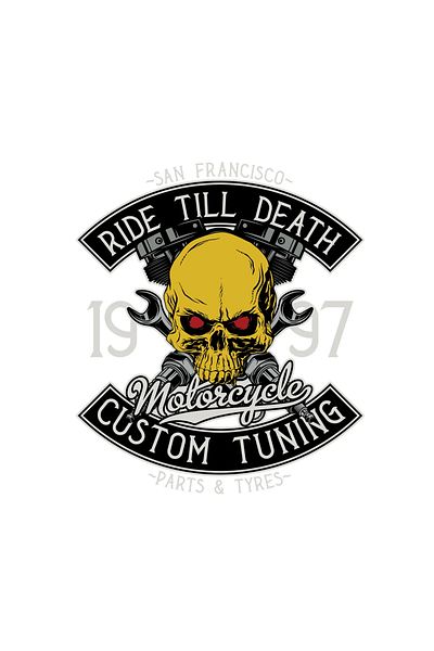 INOVATIX Set de 8 piese, autocolant Ride till death motocicletă, INOVATIX®. 6 cm
