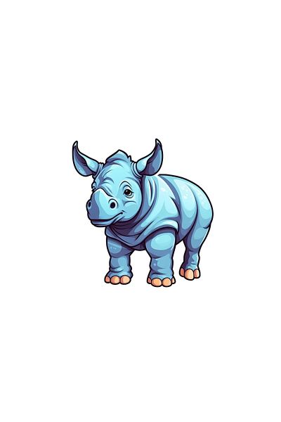 INOVATIX Set of 8, Terry the Rhinoceros Sticker, INOVATIX®. 6 cm