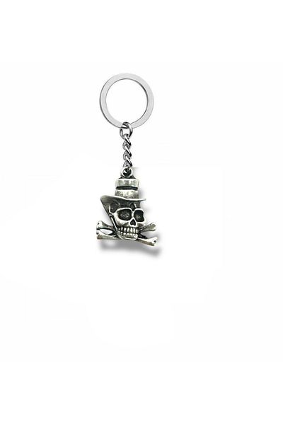 Herşey Nota The Key to Style |   Unisex Keychain with Hat and Skull Figure – Zamak Plated