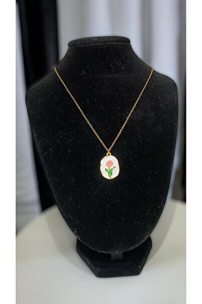 Velora Jewelry Çelik zincir lale plaka kolye