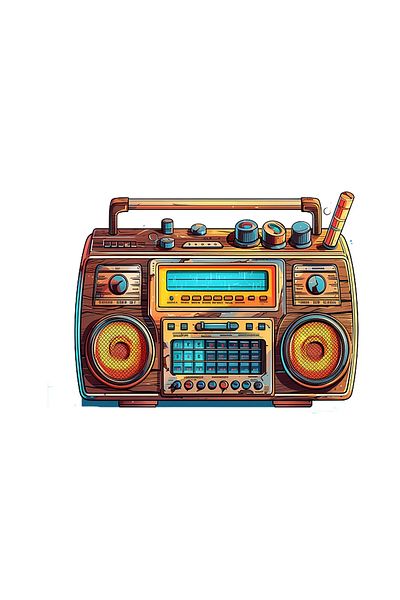 INOVATIX Set of 8 pieces, Sticker Radio cassette player with speakers, INOVATIX®. 6 cm
