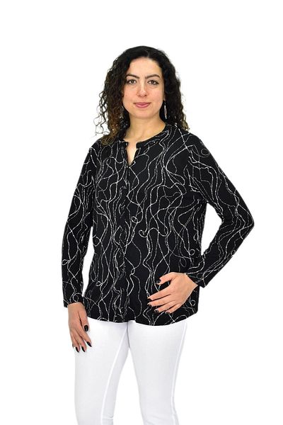wearon tekstil Women's Black Long Sleeve Buttoned Blouse Bgl-St04682