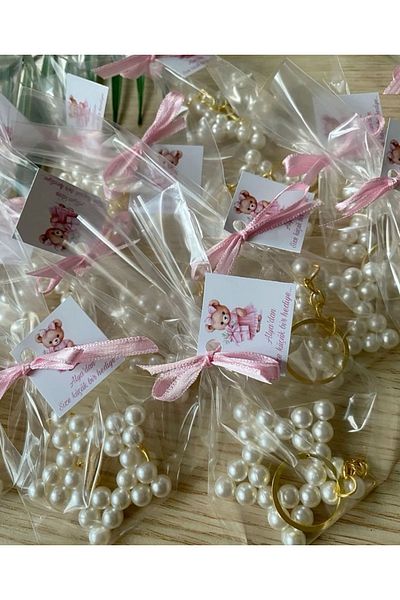 Larmina Decoration 25 Pieces Pearl Star Keychain Gift