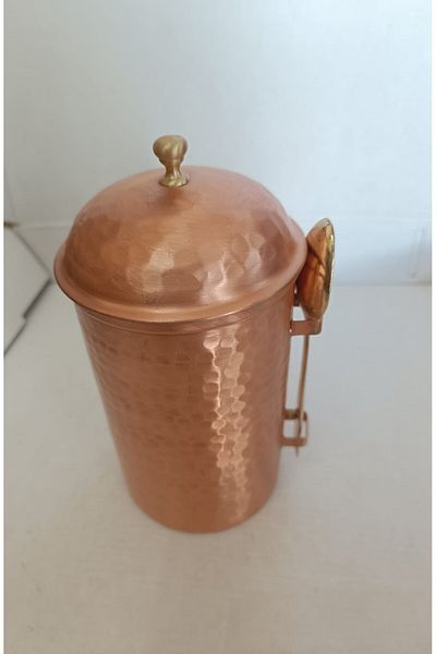 Ustası Antepte Copper Storage Container Copper Coffee Storage Box Copper Spice Box Stylish Design Hammered Copper