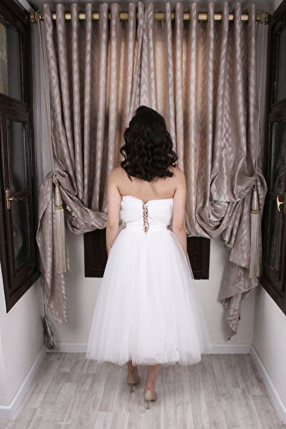 Şenay Ceylan Moda Evi Midi Boy Straplez Elbisi