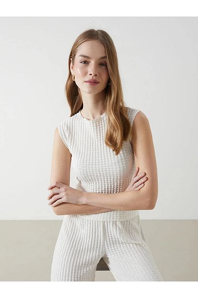 LC Waikiki Lcw Vision Ecru Crew Neck Textured Women's Undershirt