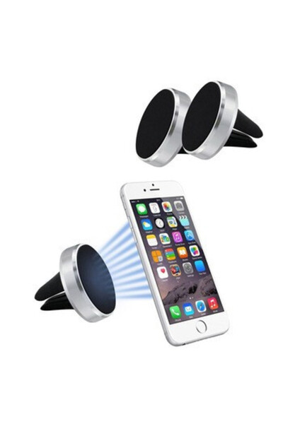 Silver Suport auto magnetic pentru telefoane mobile, suport pentru orificii d...
