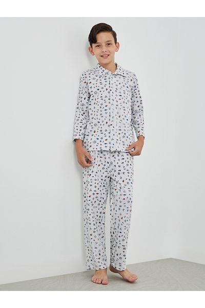 Styli All-Over Print Long Sleeve Shirt and Pyjama Set