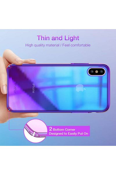 OEM Carcasa de telefon Apple pentru iPhone 10 și iPhone X oferă protecție ultrasubțire, model Blue Chameleon