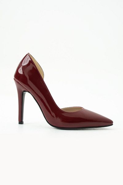 es exello Valera High Thin Heels Low-Cut Burgundy Patent Leather Stiletto
