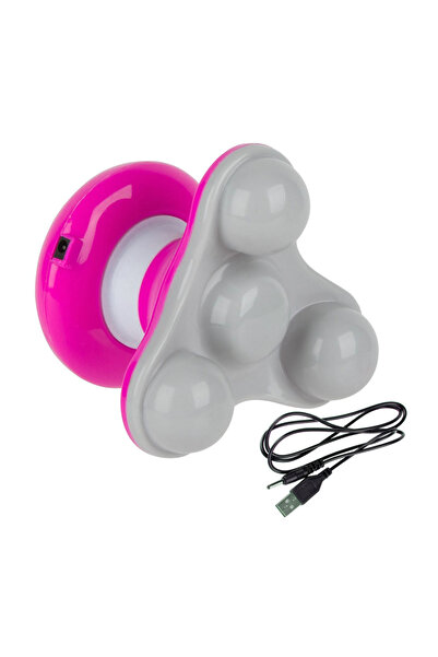 OEM Mini aparat de masaj, 10 x 10 cm, 3 capete, roz