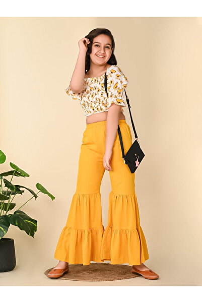 Take Two By Styli Printed Crop Top and Sharara Pants Set