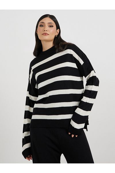 Styli Oversized Striped Sweater and Wide Leg Pants Co-Ords