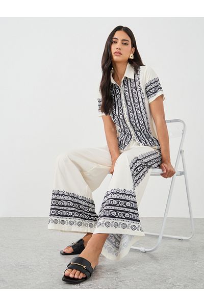 Styli Printed Buttoned Shirt and Pants Co-Ords