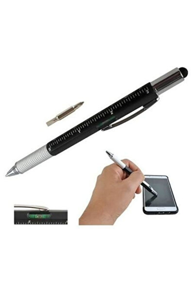 OEM Riglă multifuncțională 6 în 1, 2 șurubelnițe, stilou tactil, nivelă cu bu...