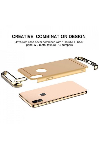 Gold Carcasă Apple iPhone X, Elegance Luxury 3 în 1, aurie