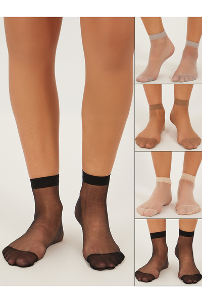 Styli عبوة من 4 جوارب دائرية شفافة سادة