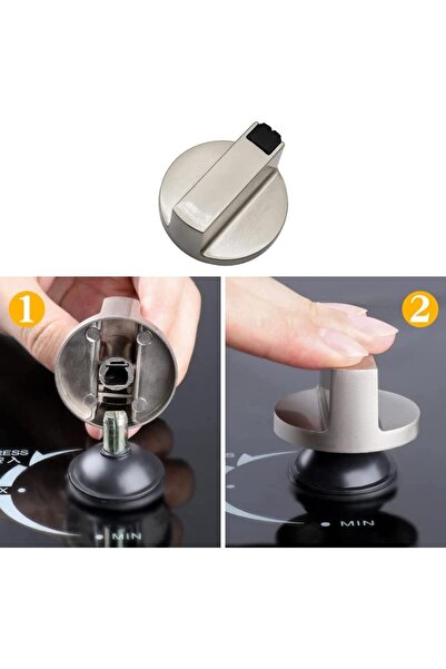 OEM Set de 4 butoane pentru aragaz/cuptor pe gaz, Zinc, 6 mm, Argintiu/Negru