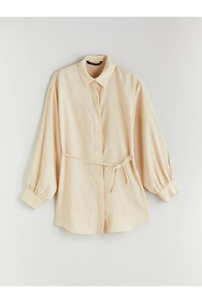 LC Waikiki Lcw Modest Ecru Linen Blended Women's Shirt Tunic