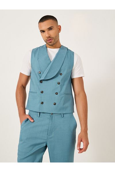 Take Two Solid Double Breasted Blazer Vest and Pants Co-Ords
