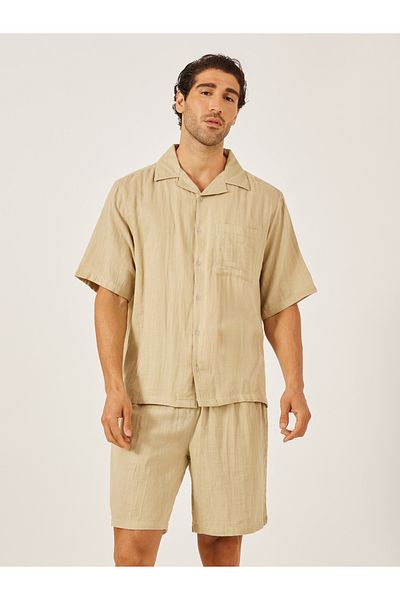 Styli Solid Short Sleeve Relaxed Fit Shirt and Shorts Co-Ords