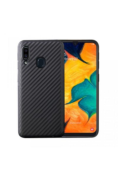 OEM Husă pentru Samsung Galaxy A40, potrivire perfectă, cu inserții din carbon, neagră