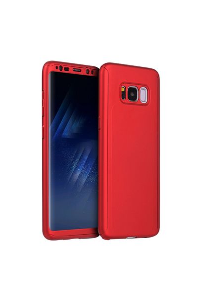 OEM Husă cu protecție completă 360° - Samsung Galaxy S8 - Roșu - (față + spate + folie de protecție din silicon)