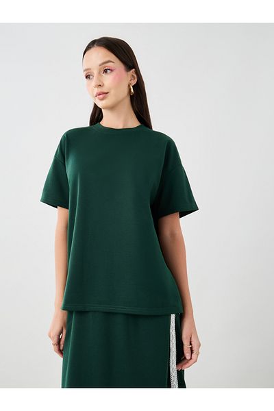 Styli Side Stripe Short Sleeve Top and Midi Skirt Co-Ords