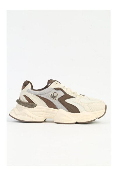 United Colors of Benetton Benetton Bni 11121 Women's Thick Sole Sneaker Sports Shoes Beige Brown