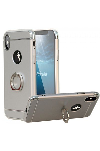 Silver Carcasă Apple iPhone X, inel Elegance Luxury 3 în 1, argintiu