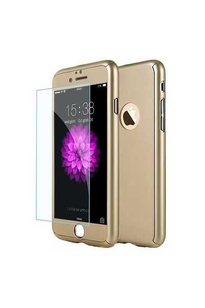 OEM Carcasă Full Cover 360° (față + spate + sticlă) pentru iPhone 6 / 6S, aurie