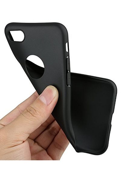OEM Carcasă pentru iPhone 7 (4,7 inch) din silicon dens, decupaj cu logo, negru mat