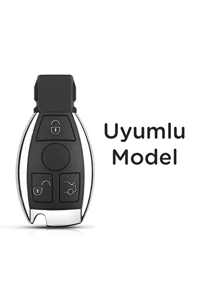 Mavi Keys Mercedes BGA Clasa W203 W204 W205 W210 W211 Husă de protecție pentru chei din piele cu 3 butoane, culoare gri