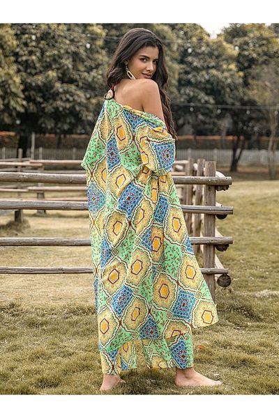 Russty Dustty By Styli All-Over Print Kimono and Wide Leg Pants Co-Ords