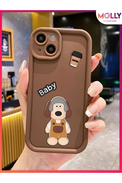 Molly iPhone 15 İçin Fallow Kenarları Kalın 3d Kabartmalı Sevimli Dog Gromit ...