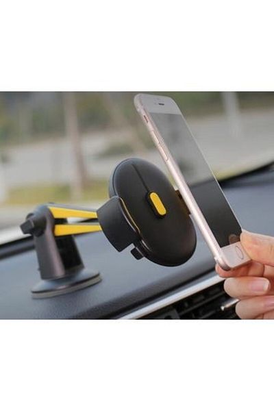 BLACK Car holder with extendable robotic arm, suction cup mount, Black
