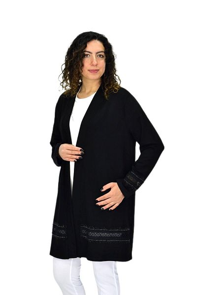 wearon tekstil Women's Black Lycra Viscose Cardigan Bgl-St04678