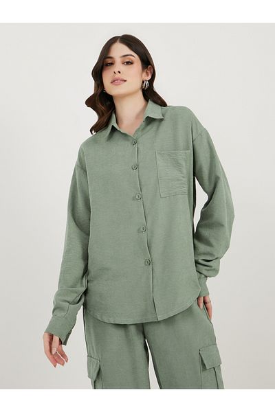 Styli Oversized Flap Pocket Shirt and Joggers Co-Ords