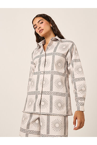 Styli All-Over Print Long Sleeve Shirt and Shorts Co-Ords