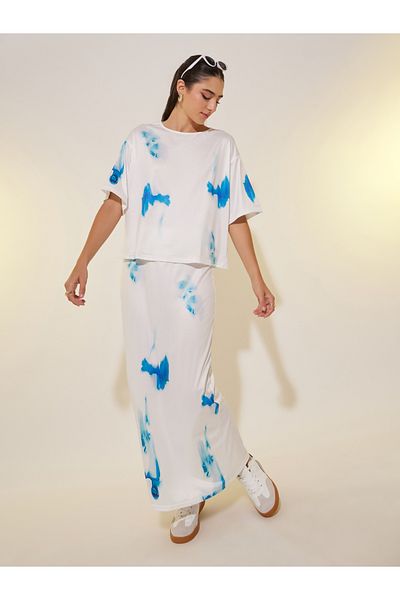 Styli Tie Dye Short Sleeve Top and Skirt Set