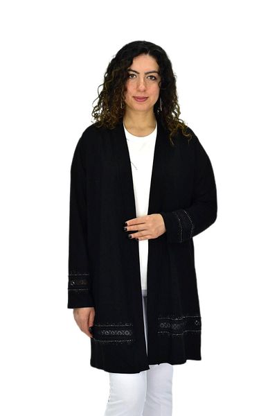 wearon tekstil Women's Black Lycra Viscose Cardigan Bgl-St04678