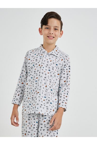 Styli All-Over Print Long Sleeve Shirt and Pyjama Set
